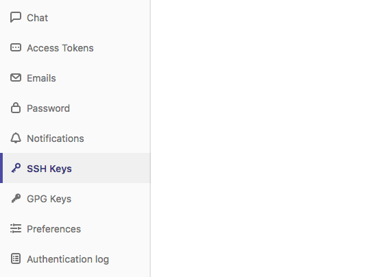 ssh keys menu item2